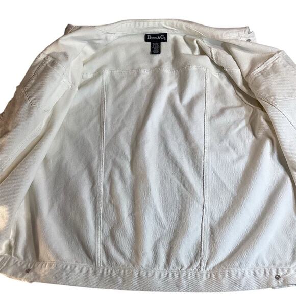 Denim & Co Women's Ivory Floral Embroidered Denim Jacket Size L - Picture 6 of 15